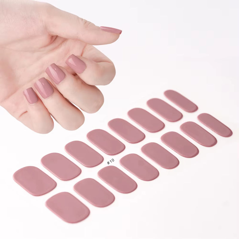16Tips White French Semi-Cured Gel Nail Patch Sliders Full Cover Gel Nail Stickers for UV Lamp Adhesive Decals Manicure Patch #7