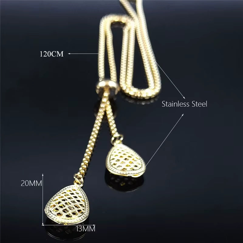 Stainless Steel Long Necklaces Gold Color round Flower Women Long Necklace Jewelry Sautoir Femme Long Acier Inoxydable