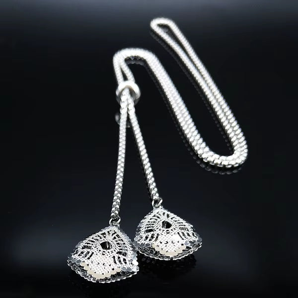 Stainless Steel Long Necklaces Gold Color round Flower Women Long Necklace Jewelry Sautoir Femme Long Acier Inoxydable