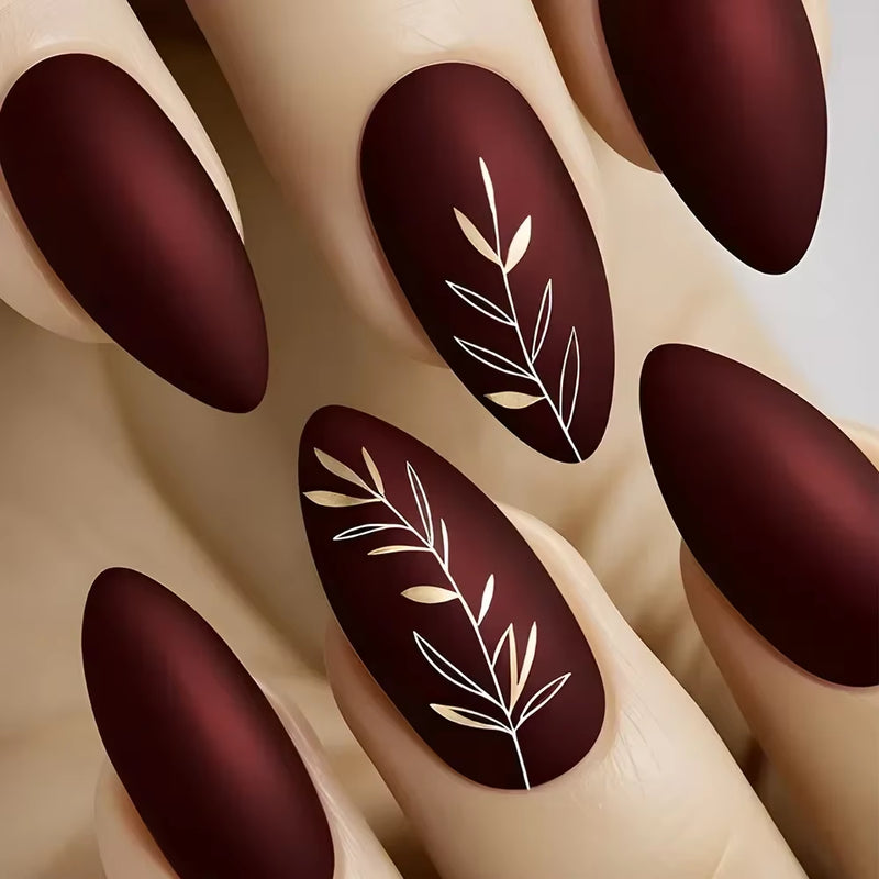 24Pcs Short Almond Press on Nails French Tips Press on Nails False Nails Simple Rose Full Cover Wearable Fake Nail Tips Art