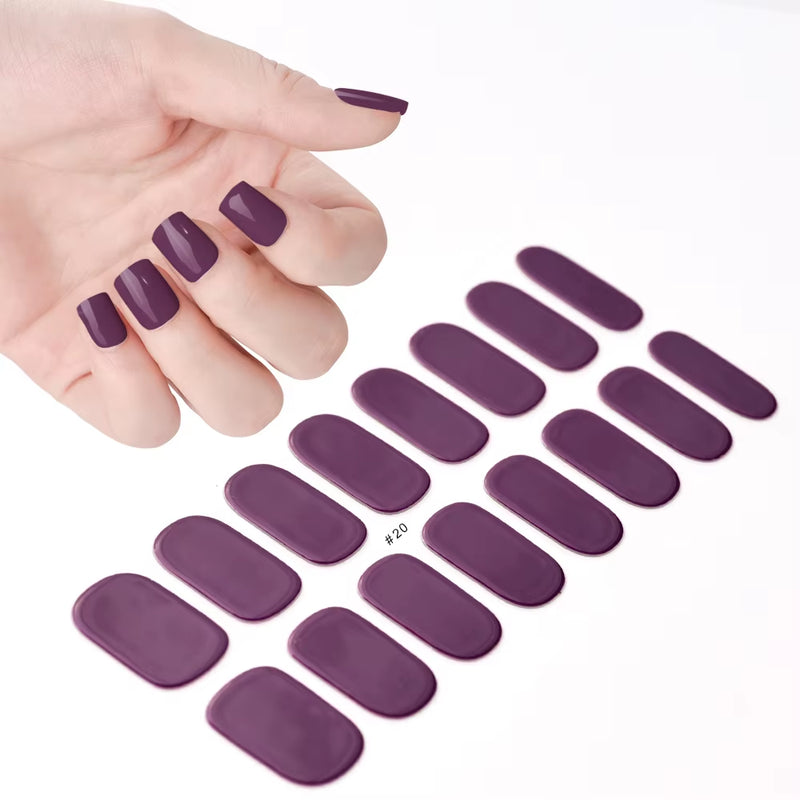 16Tips White French Semi-Cured Gel Nail Patch Sliders Full Cover Gel Nail Stickers for UV Lamp Adhesive Decals Manicure Patch #7