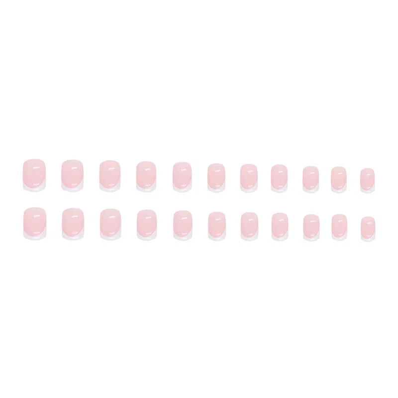24Pcs/Set Square Short Fake Nails Accessories Sample French White Square Tips Design Faux Ongles Press on Acrylic False Nail