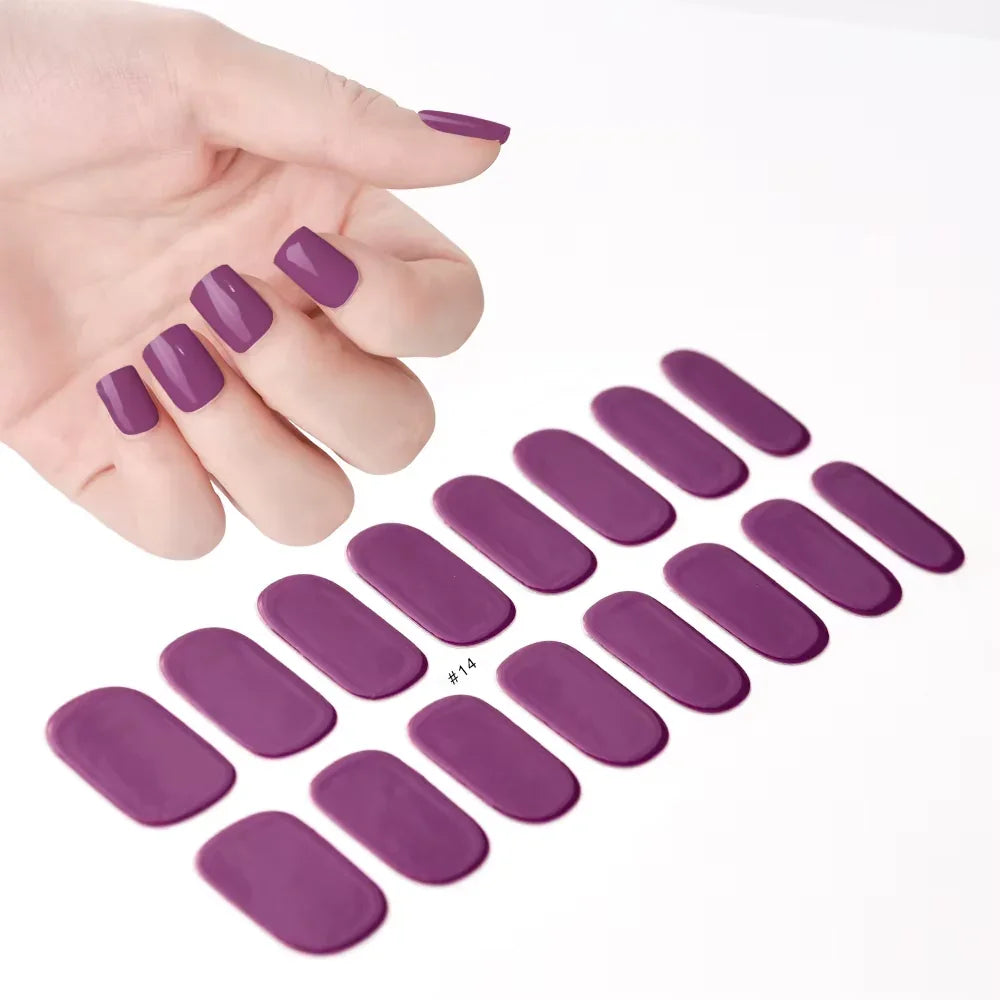 16Tips White French Semi-Cured Gel Nail Patch Sliders Full Cover Gel Nail Stickers for UV Lamp Adhesive Decals Manicure Patch #7
