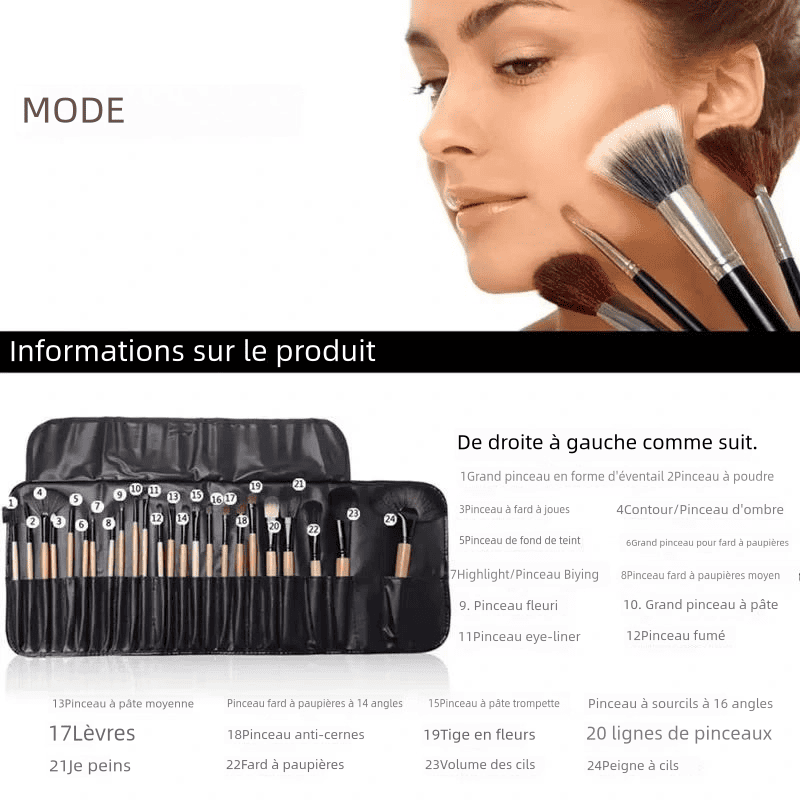 24 PINCEAUX MAQUILLAGE PROFESSIONNELS – KIT COMPLET