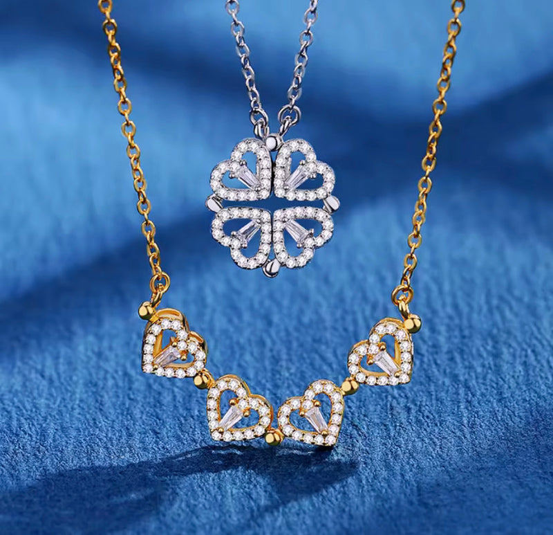 COLLIER À 4 CŒURS-TRÈFLE