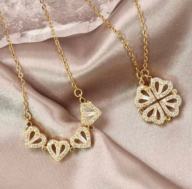 COLLIER À 4 CŒURS-TRÈFLE
