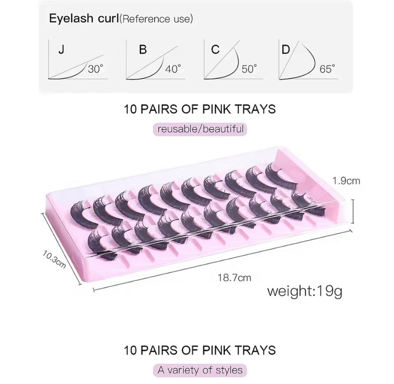 10 PAIRES DE FAUX CILS – EFFET ŒIL DE BICHE