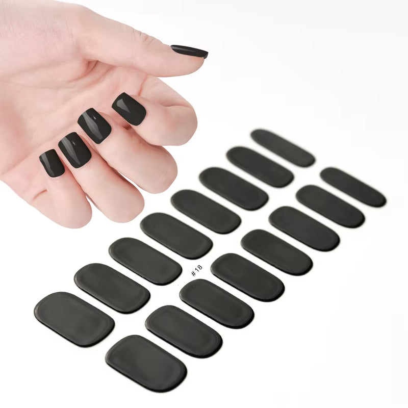 16Tips White French Semi-Cured Gel Nail Patch Sliders Full Cover Gel Nail Stickers for UV Lamp Adhesive Decals Manicure Patch #7