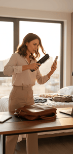 Femme pressée se préparant le matin