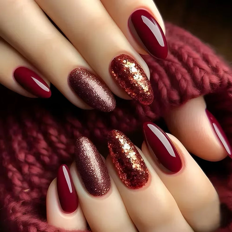 24Pcs Short Almond Press on Nails French Tips Press on Nails False Nails Simple Rose Full Cover Wearable Fake Nail Tips Art