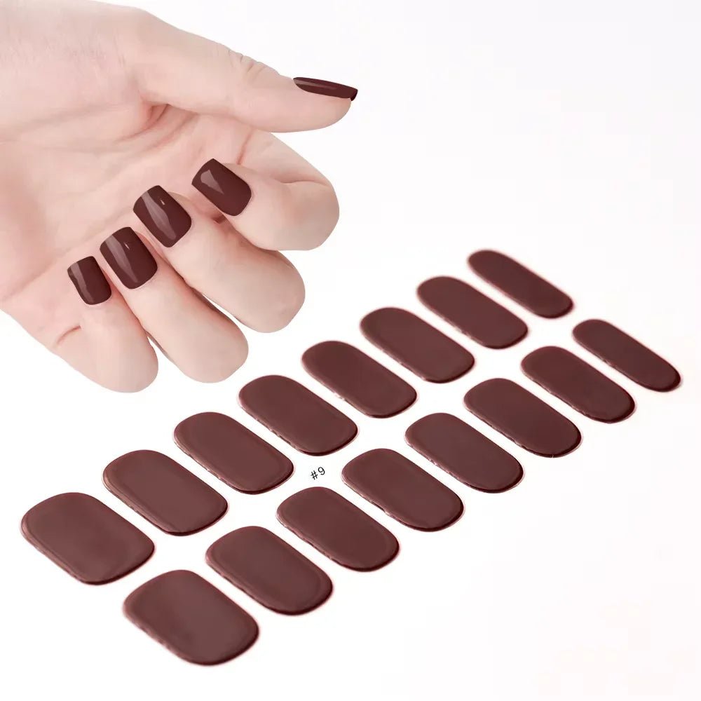 16Tips White French Semi-Cured Gel Nail Patch Sliders Full Cover Gel Nail Stickers for UV Lamp Adhesive Decals Manicure Patch #7