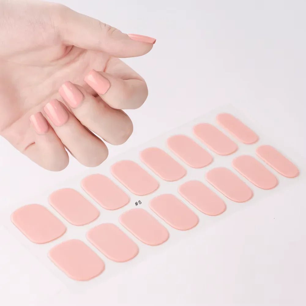 16Tips White French Semi-Cured Gel Nail Patch Sliders Full Cover Gel Nail Stickers for UV Lamp Adhesive Decals Manicure Patch #7