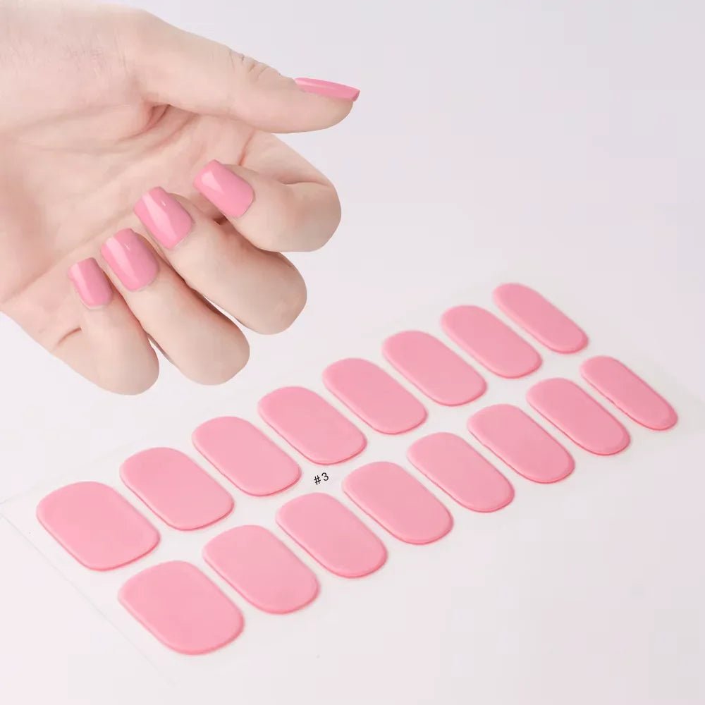 16Tips White French Semi-Cured Gel Nail Patch Sliders Full Cover Gel Nail Stickers for UV Lamp Adhesive Decals Manicure Patch #7
