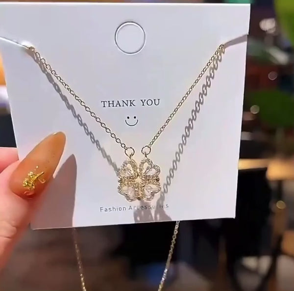 COLLIER À 4 CŒURS-TRÈFLE